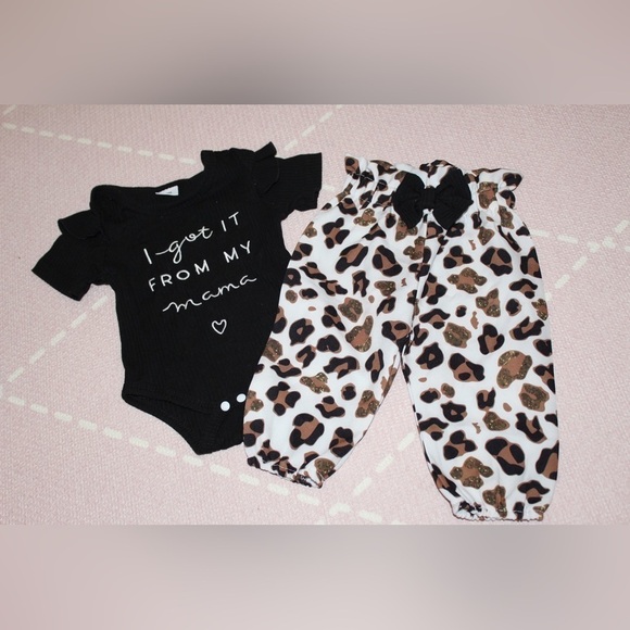 Baby Girl 0-3 Months Outfit Set I Got It From My Mama Leopard Mother’s Day - Picture 1 of 2